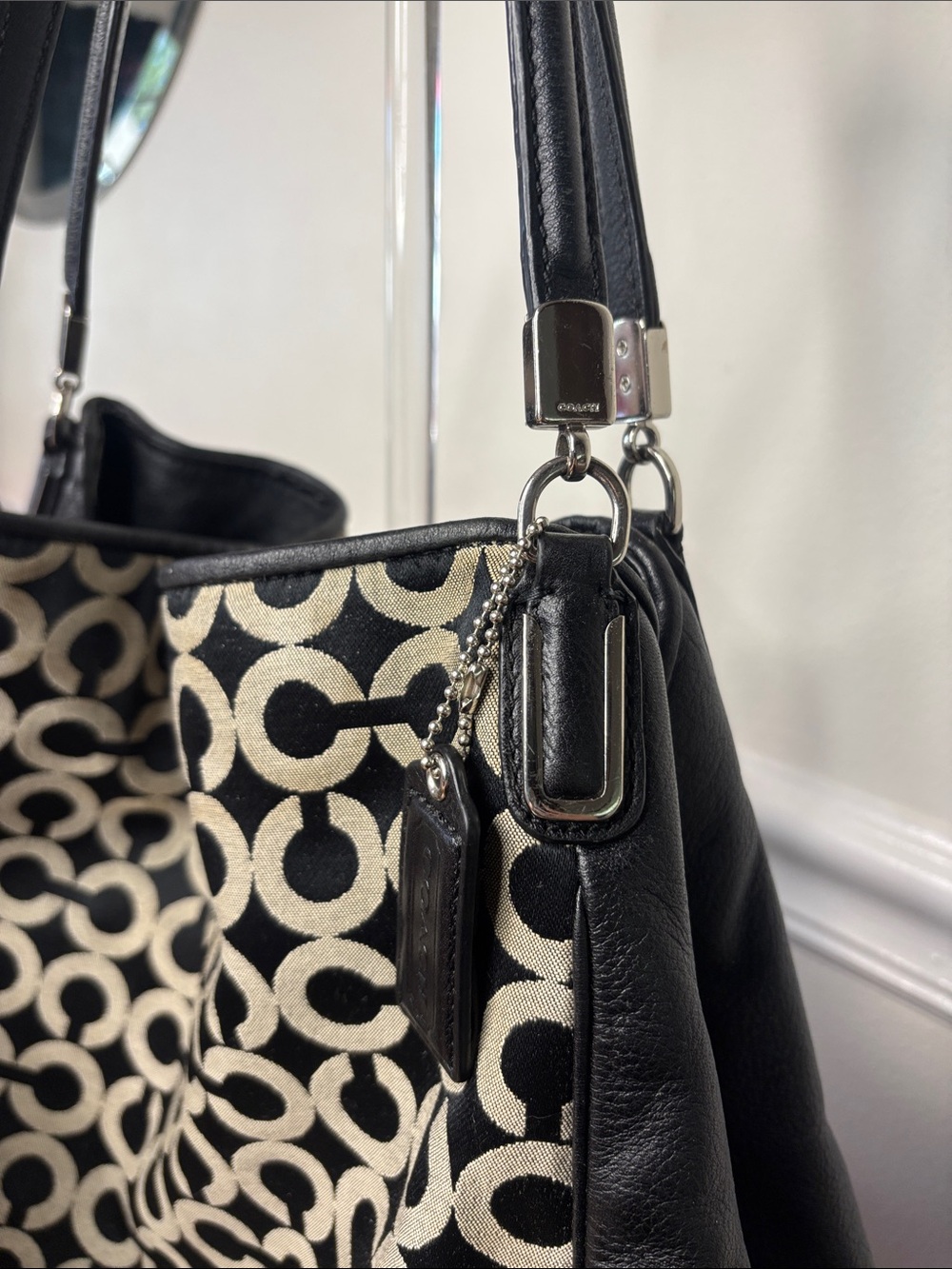 π₯COACH Phoebe Signature Op Art Shoulder Bag with Leather Trim - Picture 4 of 16
